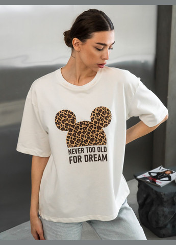 Женская футболка оверсайз с принтом Mickey базовые футболки женские из хлопка белая M Teamv - (339059707)