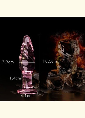 Анальная пробка 4.1 см PinkTrick со стекла розовая спиральная медицинское стекло Focus (303893623)