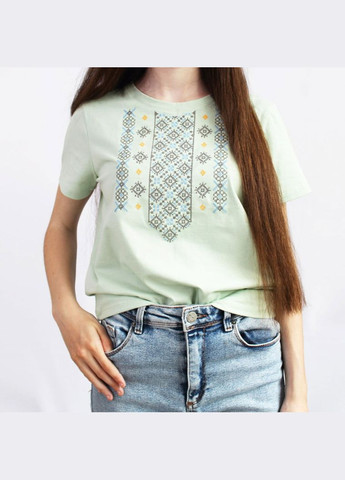 Футболка женская вышиванка мятного цвета Ladan - (301026320)