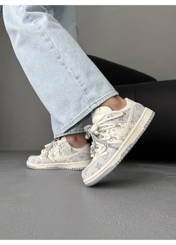 Белые демисезонные кроссовки мужские и женские nike sb dunk low x louis vuitton white blue | найк сб данк низкие белые No Brand