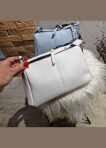 Белая женская кожаная маленькая сумочка через плечо кросс-боди на два отделения Serebro (306642375)