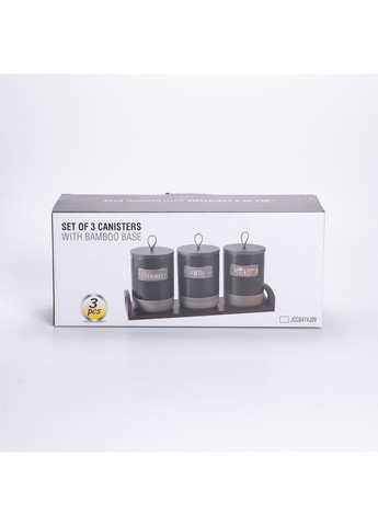 Набор фарфоровых банок для сыпучих 3 шт по 800 мл с крышками Бежевый HP-26-1BE Yiwu (365256751)