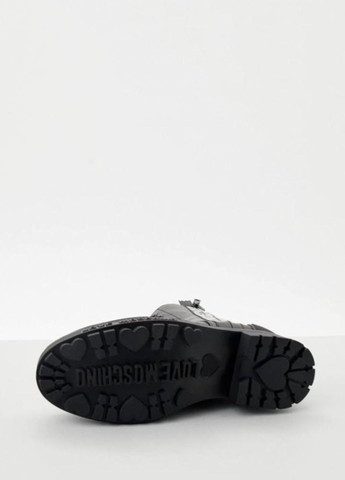 Осенние женские черные кожаные ботинки берцы Love Moschino с логотипом, с молнией
