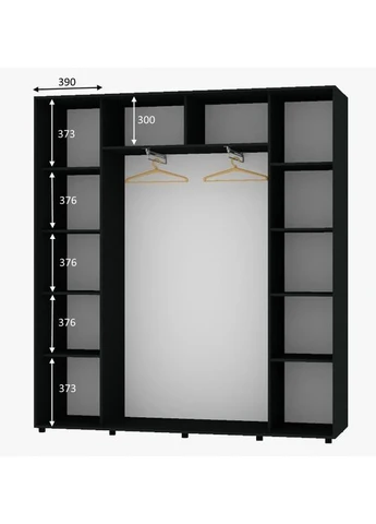 Шкаф-купе трехдверный Алекса 200*40*210 см ШК-05 Антрацит ДСП Алекса (394465452)
