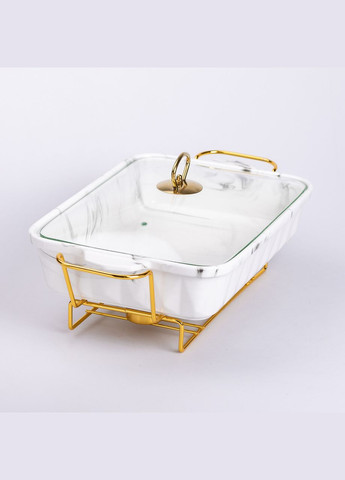 Мармитница керамическая прямоугольная 2л HP1030 на подставке белый Yiwu (328287567)