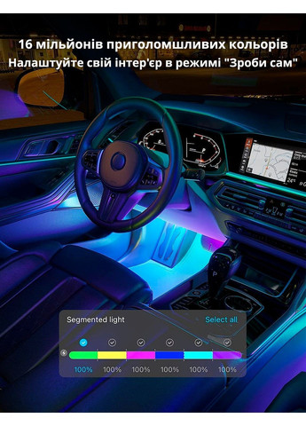 Светодиодная LED подсветка RGBIC, подсветка салона в автомобиле от прикуривателя, Bluetooth Govee (371763898)