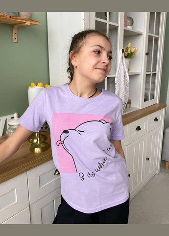 Фиолетовая летняя футболка для девочки (подростковая) hc (h001-6021-001-33-2) No Brand