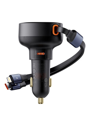 Автомобільний зарядний пристрій Enjoyment Pro Car Charger C+Retractable C & iP Cable 60W Cluster Black Baseus Enjoyment Pro C+Retractable C&iP Cable (330032372)