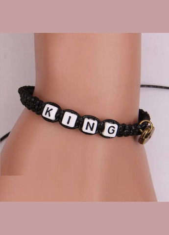 Парные браслеты для влюбленных Queen King черное и красное сердце с ключиком No Brand (340275924)