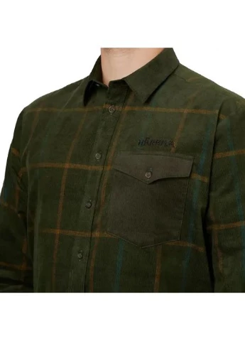Оливкова сорочка harkila kaldfjord corduroy check shirt willow green No Brand