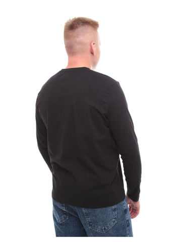 Чоловічий лонгслів чорний прямий комір мис великий розмір Jean Piere Пряма однотонний чорний повсякденні бавовна