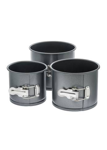 Комплект з 3 роз'ємних форм для випікання тортів та пасок з антипригарним/тефлоновим покриттям Ø12/14.5/17 см Master Class (301037945)