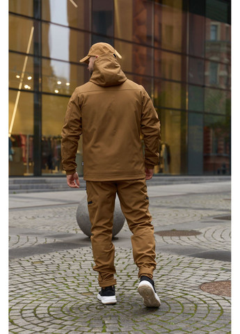 Теплый мужской костюм Soft Shell койот на флисе с шевроном Intruder Reef (366868551)