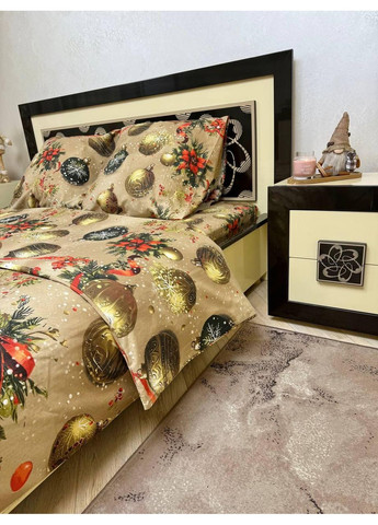 Постільна білизна Двоспальна Пакистанська байка 180 x 220 см 4701 Бежева 50 х 70 см No Brand (361147220)