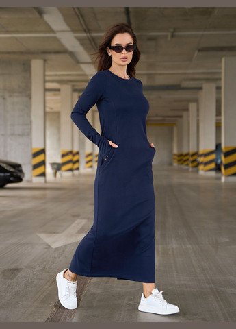 Темно-синя повсякденний сукні силуетна ISSA PLUS однотонна