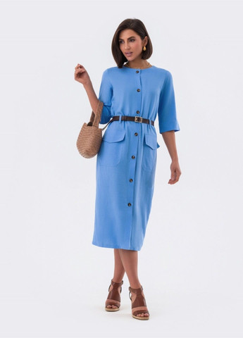 Голубое платье-рубашка голубого цвета с поясом Dressa