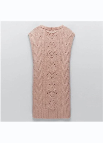 Вязаный жилет в узор с альпакой и шерстью удлиненный теплый Zara (307168609)