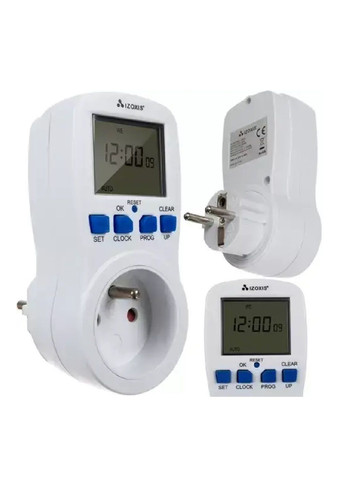 Розетка с таймером программой включения выключения приборов для экономии энергии 11,2х7,5х5,5 см (476417-Prob) Белая Unbranded (280950690)