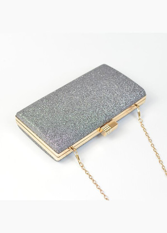 Серый женский маленький вечерний клатч бокс, мини сумочка с блестками на цепочке No Brand (311282286)