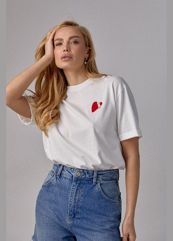 Трикотажна футболка з вишитим серцем Lurex - (293814149)