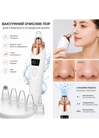 Вакуумный Очиститель Пор Лицо 5 в 1 - Удаление Черных шапок No Brand (394959437)