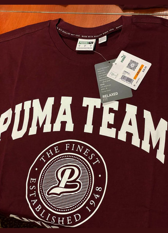 Бордовая мужская футболка майка Puma Team Graphic Tee