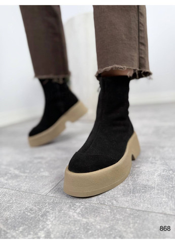 Зимние стильные женские ботинки No Brand без декора из натуральной замши