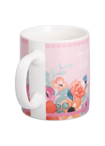 Чашка керамічна з квітковим принтом 400 (мл) для чаю та кави Рожева RX-N240139P (A-033401) Liling Rongxiang Ceramic (358933839)