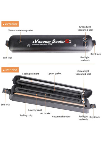 Побутовий автоматичний вакууматор у комплекті з пакетами для пакування та зберігання продуктів 25х500см Vacuum SealerZ G88 VTech (338626539)