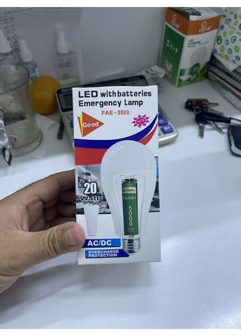 Аварійна світлодіодна лампа 20W з акумулятором на патрон лампочка Led акумуляторна під цоколь Benson (363833442)