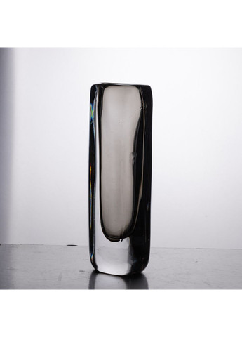 Ваза стеклянная прозрачная 7.7х5.5х24.5 см для цветов декоративная 200 мл Серая Flower Season (360456811)