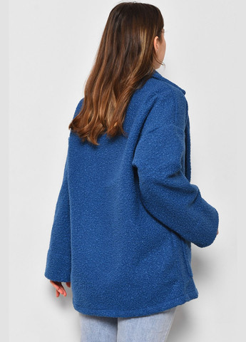 Синее демисезонное Пальто женское полубатальное укороченное синего цвета Let's Shop