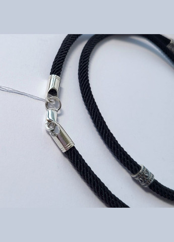 Чорний Шнурок на шию см плетений меланж 4 мм зі вставками срібло 925 проби Чорнене 44002 5.20г No Brand (331148505)