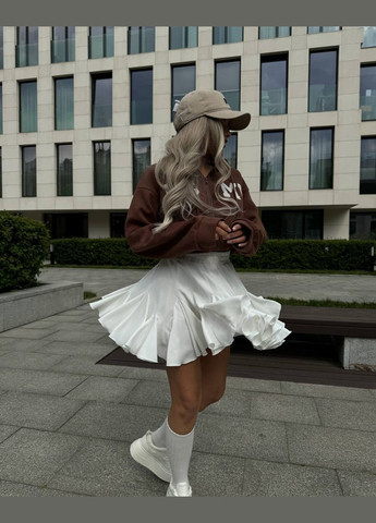 Белая повседневная однотонная женская юбка с воланами Україна