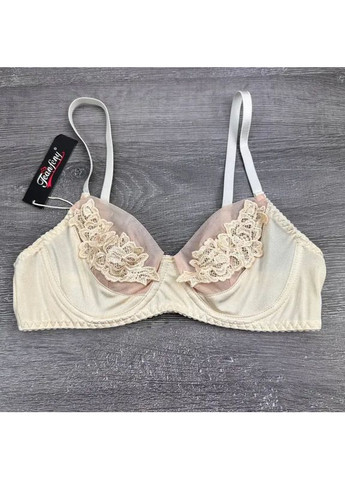 Бежевий демісезонний сексуальний комплект білизни з бюстгальтером, поясом для панчіх та гартером No Brand Комплект білизни