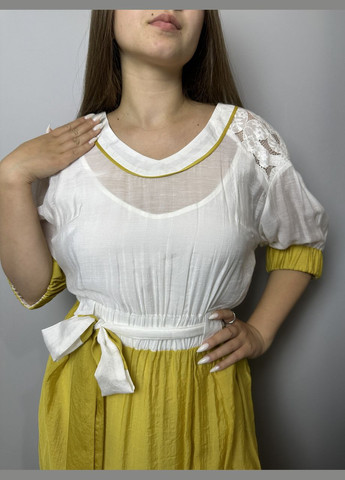 Жовтий кежуал плаття жіноче літнє міді жовте mkpr1510-1 Modna KAZKA