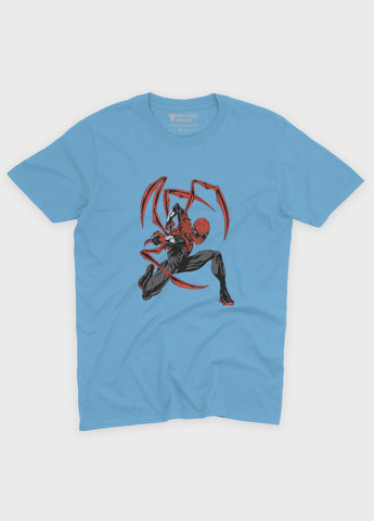 Блакитна демісезонна футболка для хлопчика з принтом супергероя - людина-павук (ts001-1-lbl-006-014-115-b) Modno