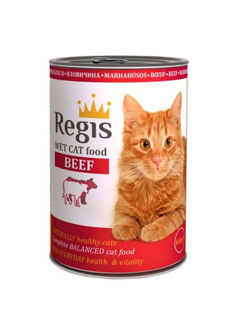 Вологий корм для котів з яловичиною, 415г Regis (290851574)