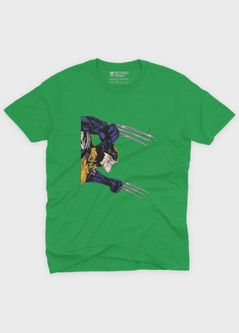 Зелена демісезонна футболка для хлопчика з принтом супергероя - росомаха (ts001-1-keg-006-021-003-b) Modno