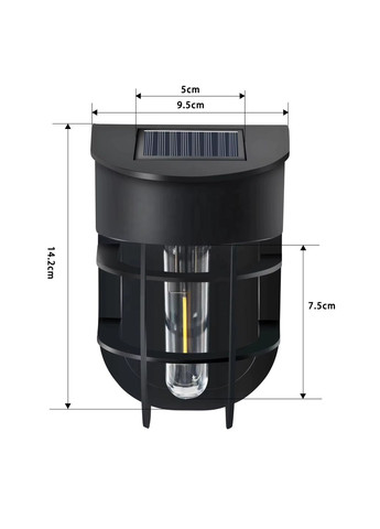 Садовый настенный светильник с солнечной панелью 4 шт уличный фонарь с теплым белым светом и автоматическим включением No Brand (361161850)