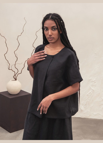 Лляний топ зі складкою та короткими рукавами HankaKohana Marisa (328931143)