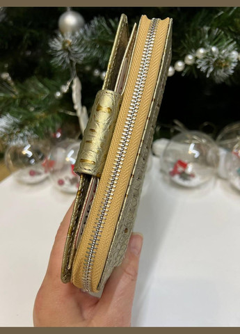 Гаманець жіночий натуральна шкіра Туреччина на змійці золотий кроко принт картхолдер на магніті Karya (341322657)