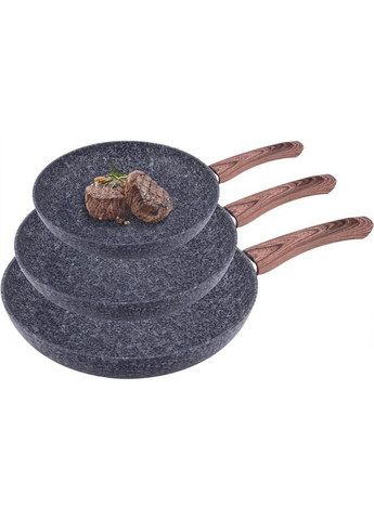 Набор 3 сковороды Grey Marble 20см, 24см, 28см, индукционные с антипригарным покрытием Kamille (329895158)