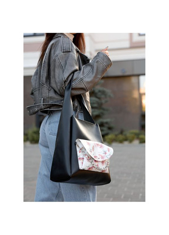 Жіноча сумка HOBO Bliss чорна принт "Flowers" Sambag (329692814)