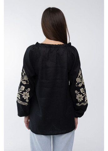 Чёрная женская блуза из льняного полотна божена (fm2887) Folk Moda (365729777)
