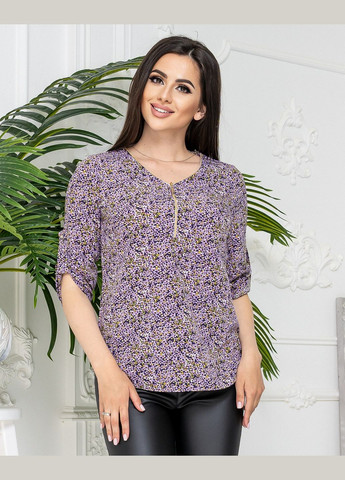 Светло-фиолетовая стильна блуза з блискавкою на грудях No Brand