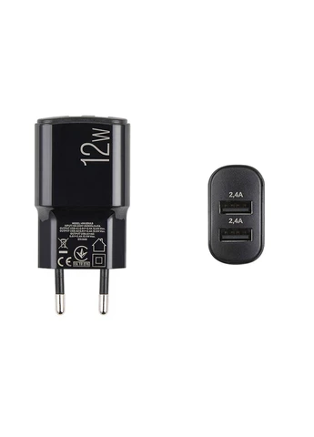 Сетевое зарядное устройство ePower 12W 2xUSB-A черный Brevia (397341660)
