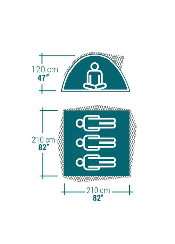 Туристическая палатка (трехместная) MH100 Ultra Fresh Водонепроницаемая Quechua (335052940)