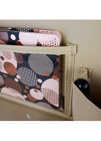 Автомобільний органайзер на спинку сидіння з ущільненим відкидним столиком екошкіра 63х47 см (476725-Prob) Бежевий Unbranded (289458319)