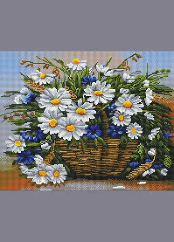 Алмазна мозаїка Букет з ромашок та волошок 40х50 см SP122 ColorArt (290192151)
